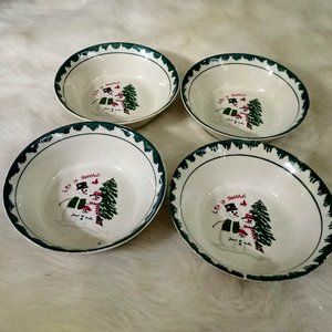 Vtg 1998 Atico Let It Snow Soup Cereal Bowls Set 4